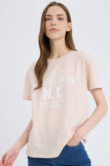 Defacto Kadın Short Sleeve T-Shirt E0720Ax - Açık Pembe
