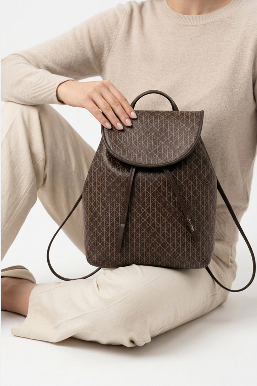 Calvin Klein Kadın EMBLEM AOP MINI BACKPACK LV04F3507G - Kahverengi