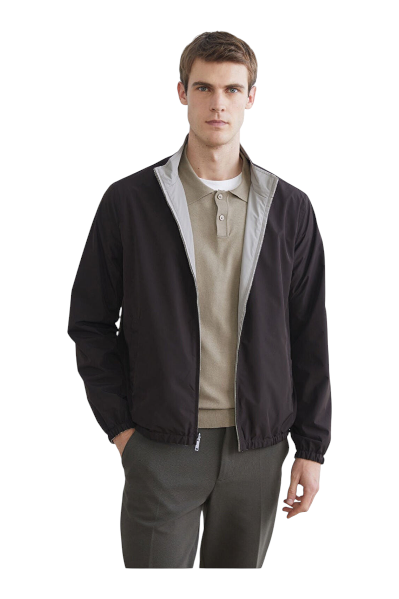 Sporline LC Waikiki erkek kahverengi kum beji regular kesim polyester pamuklu fermuarlı mont