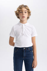 DeFacto K1689A6 Çocuk Polo Yaka T-Shirt - Beyaz