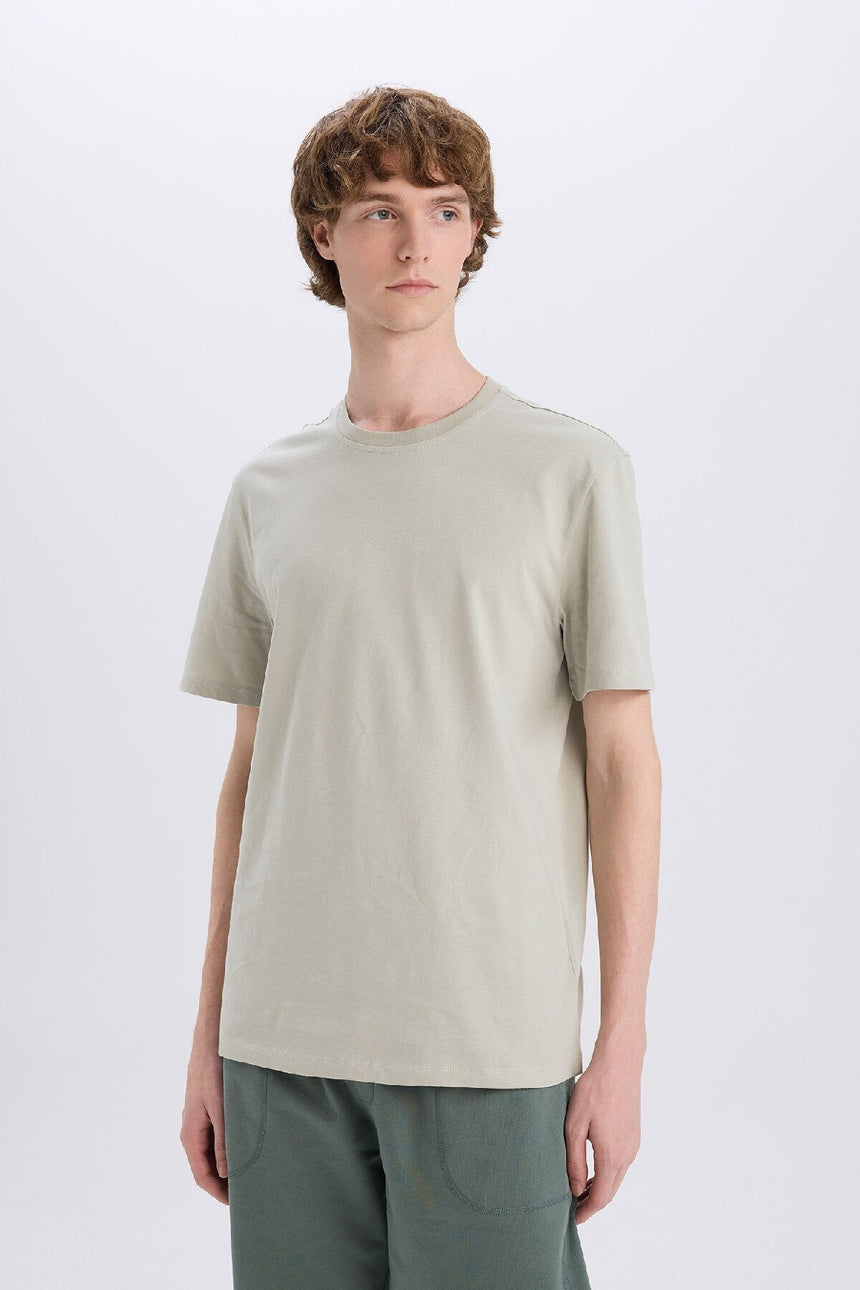 Defacto Erkek T-Shirt V7699Az - Açık Haki Yeşili