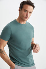 DeFacto M6608AZ Erkek T-Shirt - Yeşil