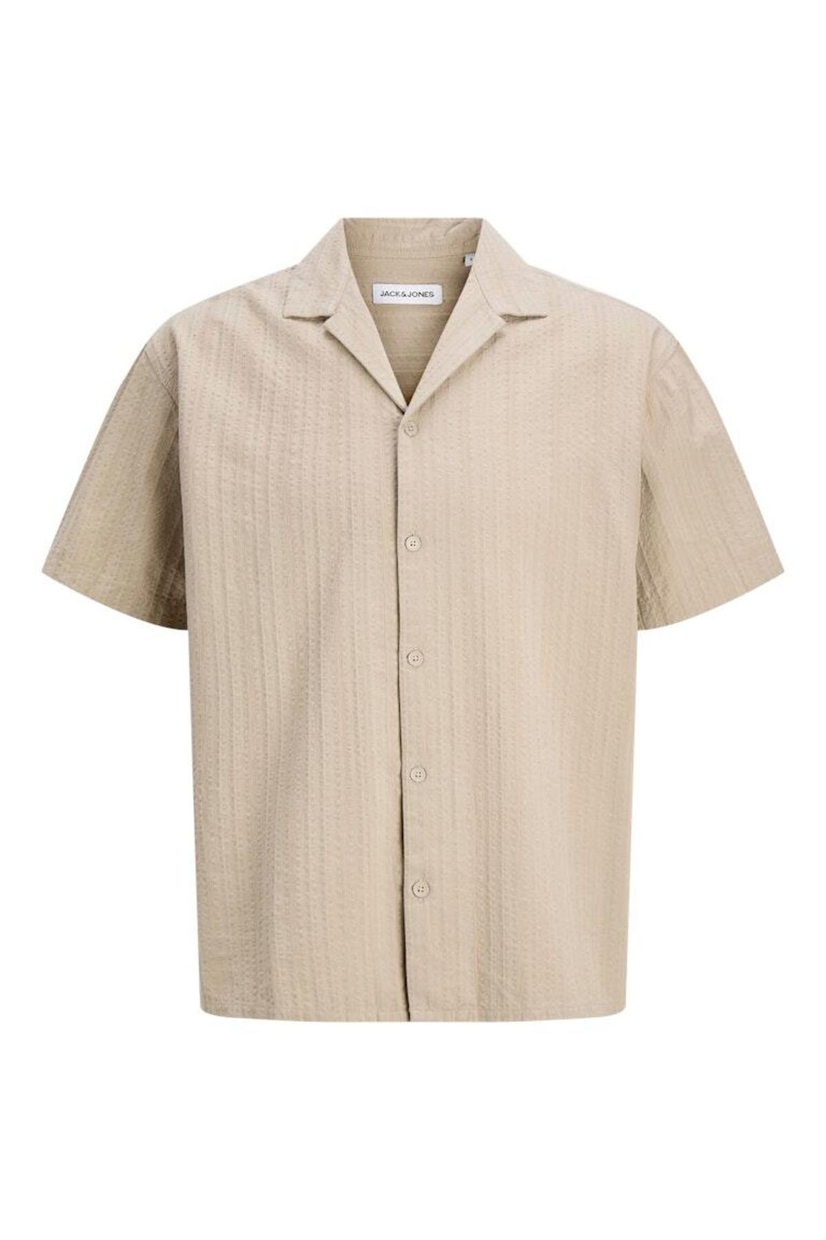 Jack & Jones Tyson Erkek Kısa Kollu Gömlek 12289457 - Bej