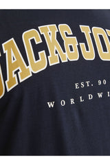 JACK&JONES JJECALEB VARSITY TEE SS O-NECK NOOS PLS 12258871 - Koyu Lacivert
