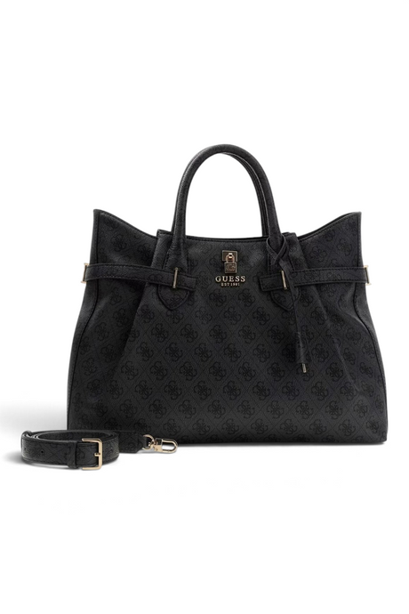 Sporline Guess Yesba siyah monogram desenli poliüretan kadın omuz çantası ve çıkarılabilir askısı
