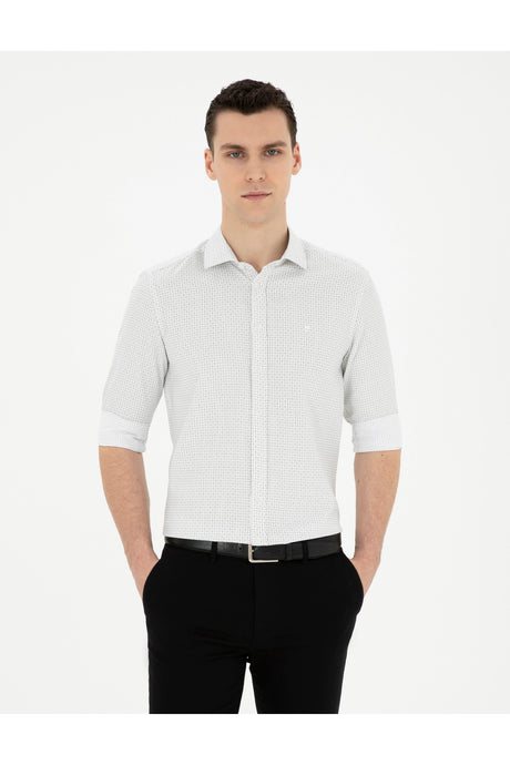 pierre cardin erkek dokuma gömlek 18475574 - Açık Yeşil