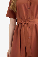 Defacto Kadın Short Sleeve Woven Dress E7114AX - Bordo
