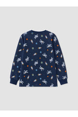 LC Waikiki Çocuk Desenli Pijama Takımı W64082D4 - Koyu Lacivert