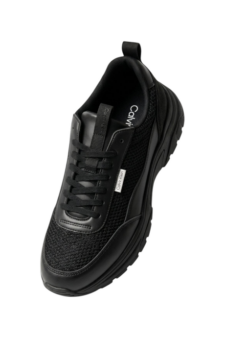 Sporline Calvin Klein siyah polyester erkek sneaker, bağcıklı tasarım ve modern günlük stil