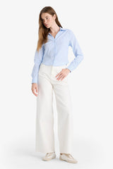 Defacto Kadın Long Sleeve Shirt D4013AX - Mavi