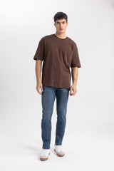 DEFACTO ERKEK T3661AZ T-SHIRT - Kahverengi