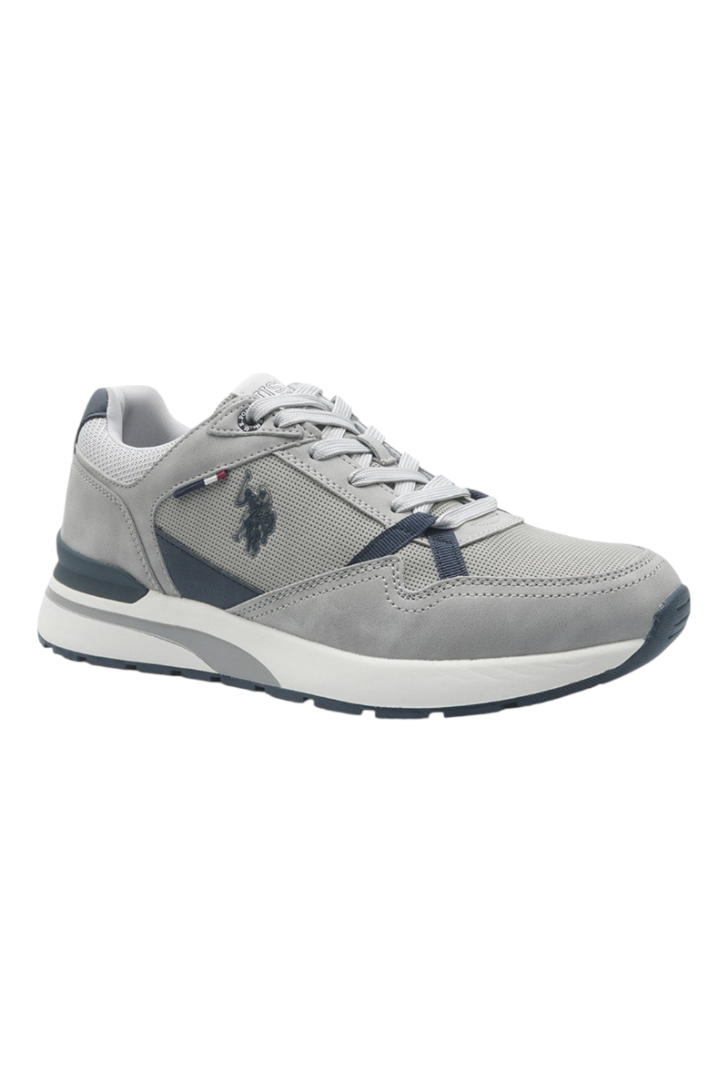 Sporline U.S. Polo Assn. gri renkli, tekstil malzemeden üretilmiş, yan kısmında logo detaylı erkek sneaker ayakkabı