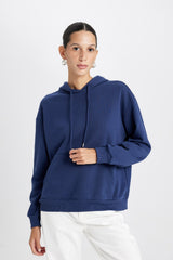 Defacto Kadın Sweat Shirt W1240Az - Koyu Lacivert