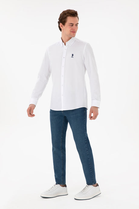 US POLO ASSN ERKEK DOKUMA GÖMLEK 2084085 - Beyaz