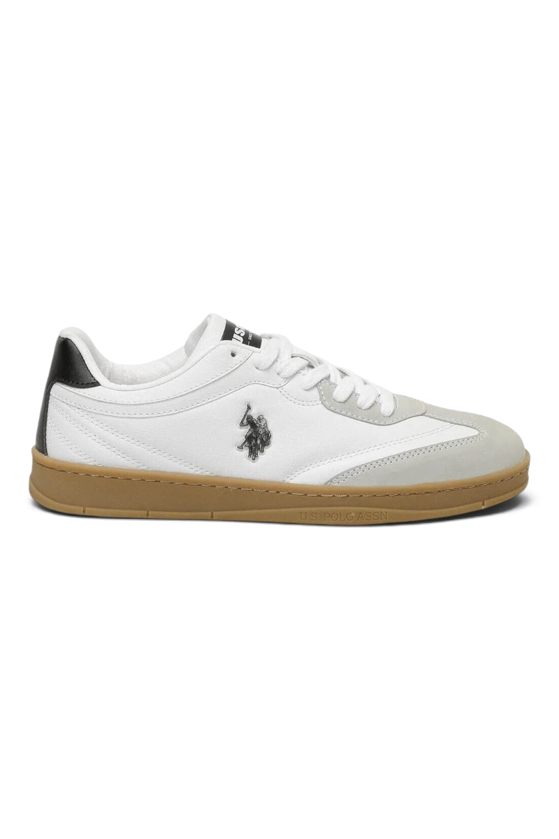 Sporline U.S. Polo Assn. beyaz renkli, PU malzemeden üretilmiş, yan kısmında logo detayı bulunan kadın sneaker ayakkabı