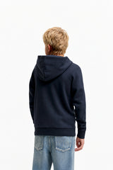 Jack & Jones Junior Logo Erkek Çocuk Kapüşonlu Fermuarlı Sweatshirt 12299632 - Koyu Lacivert