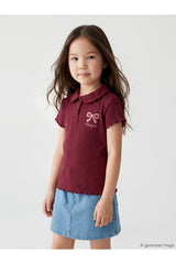 LC Waikiki Kız Çocuk Polo Yaka Fitilli 2'li T-Shirt S6F171B1 - Açık Bordo