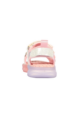Sporline Vicco pudra pembe renkli, microfiber ve tekstil malzemeden üretilmiş arkadan görünüm çocuk sandalet