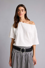 Defacto Kadın Short Sleeve T-Shirt H6703AX - Ekru