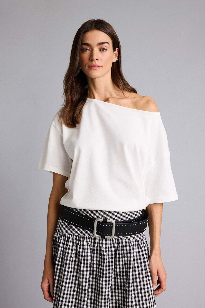 Defacto Kadın Short Sleeve T-Shirt H6703AX - Ekru