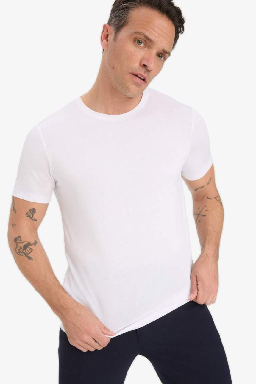 Defacto Erkek Short Sleeve T-Shirt M6606AZ - Beyaz