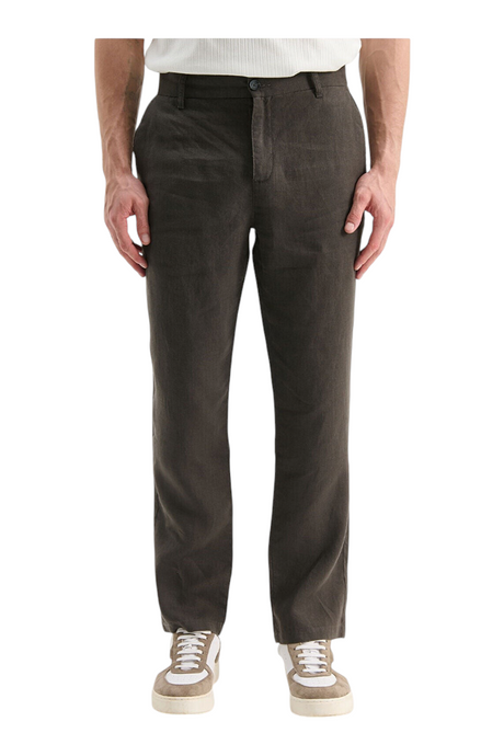 Sporline LC Waikiki erkek kahverengi regular kesim %100 keten pantolon