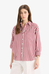Defacto Kadın Long Sleeve Shirt E6585Ax - Bordo
