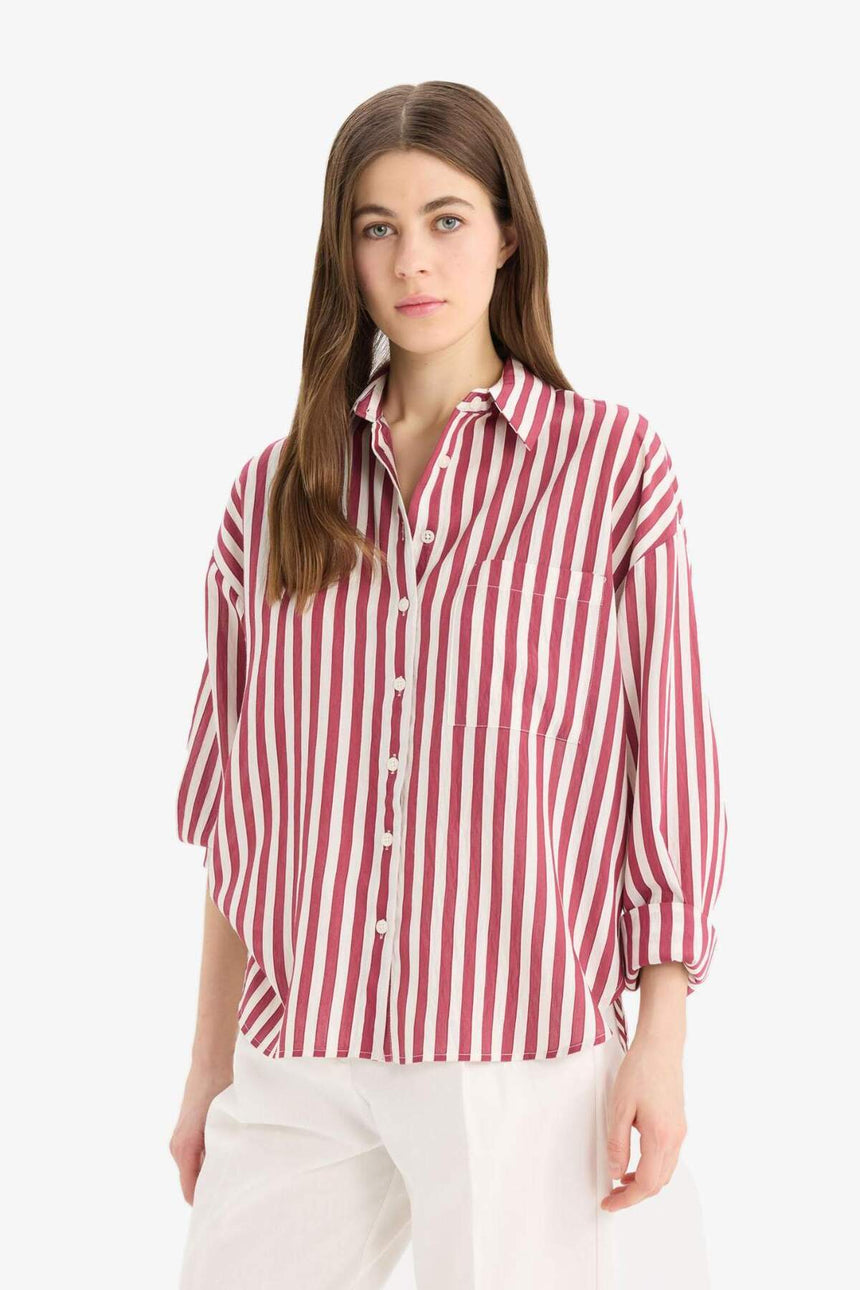 Defacto Kadın Long Sleeve Shirt E6585Ax - Bordo