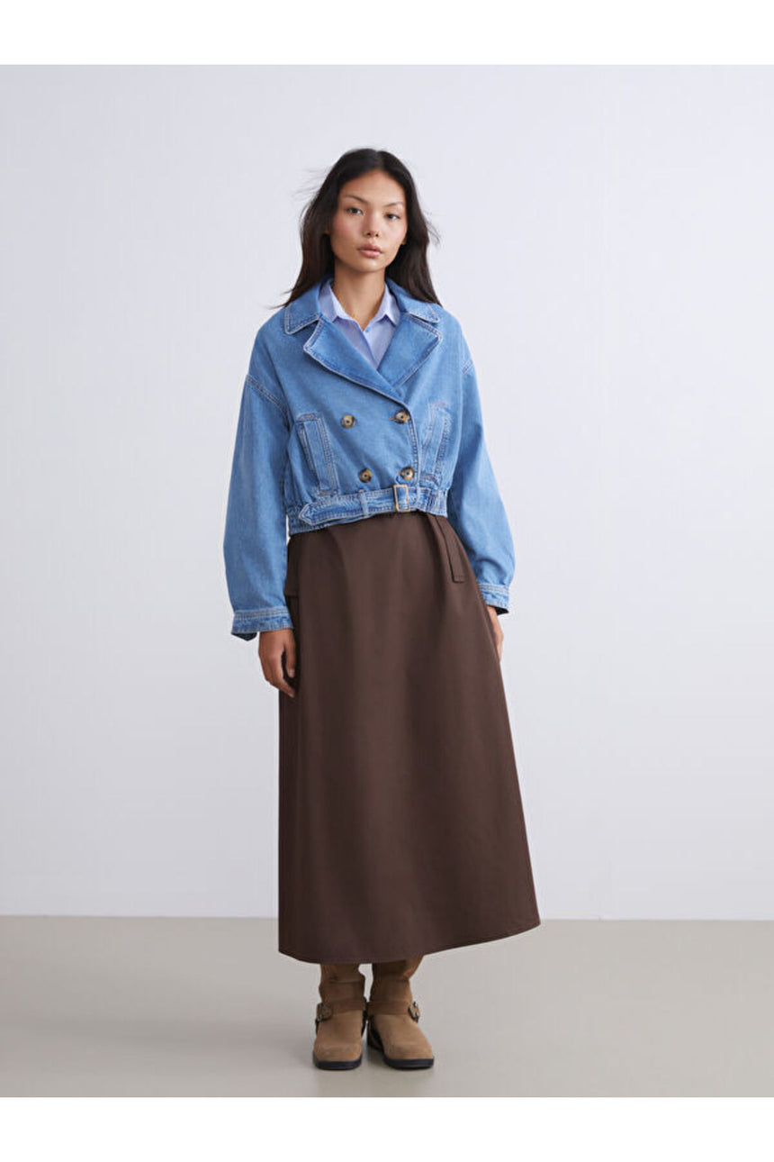 LC Waikiki Kadın Oversize Ceket W5LK73B8 - İndigo Mavi