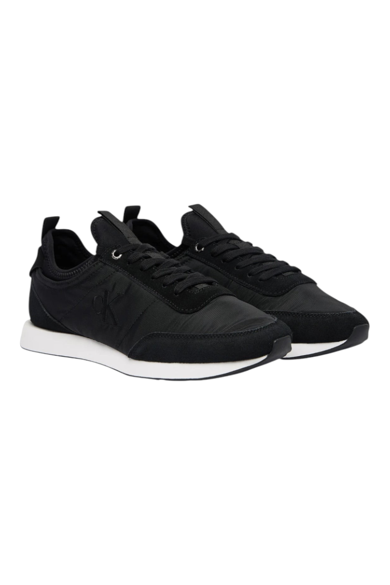 Sporline Calvin Klein siyah deri süet erkek sneaker, yan kısmında CK logolu şık ve modern günlük spor ayakkabı.