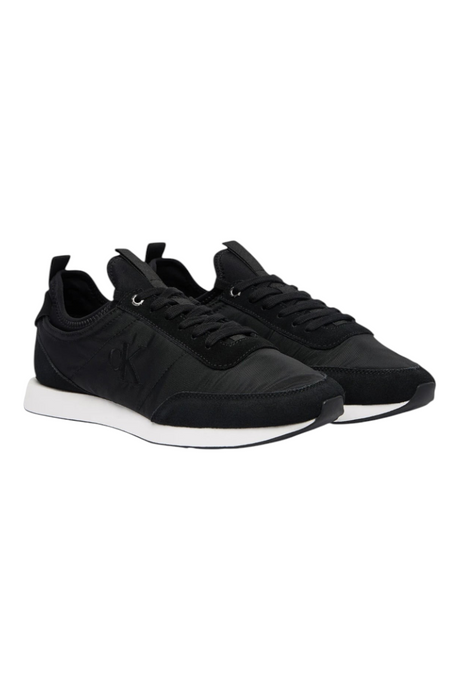 Sporline Calvin Klein siyah deri süet erkek sneaker, yan kısmında CK logolu şık ve modern günlük spor ayakkabı.