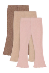Sporline LC Waikiki çocuk mat pembe, bej ve kahverengi renklerde, fitilli kumaşlı, esnek süper skinny tayt seti