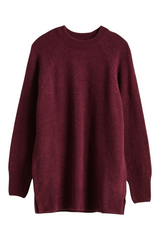 Sporline LC Waikiki bordo renkli, oversize kesim, polyester ve pamuk karışımlı kadın tunik