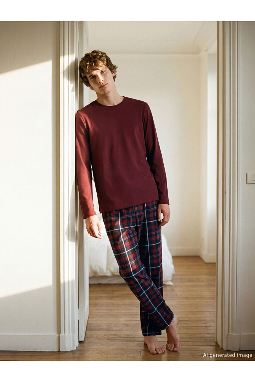 LC Waikiki Erkek Pijama Takımı S68815H8 - Bordo