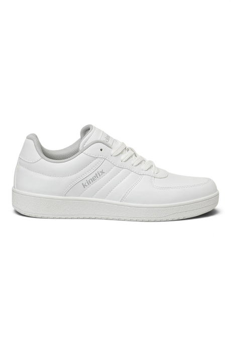 Sporline Kinetix Obert beyaz PU çocuk sneaker, günlük kullanım için şık ve rahat bağcıklı spor ayakkabı tasarımı.