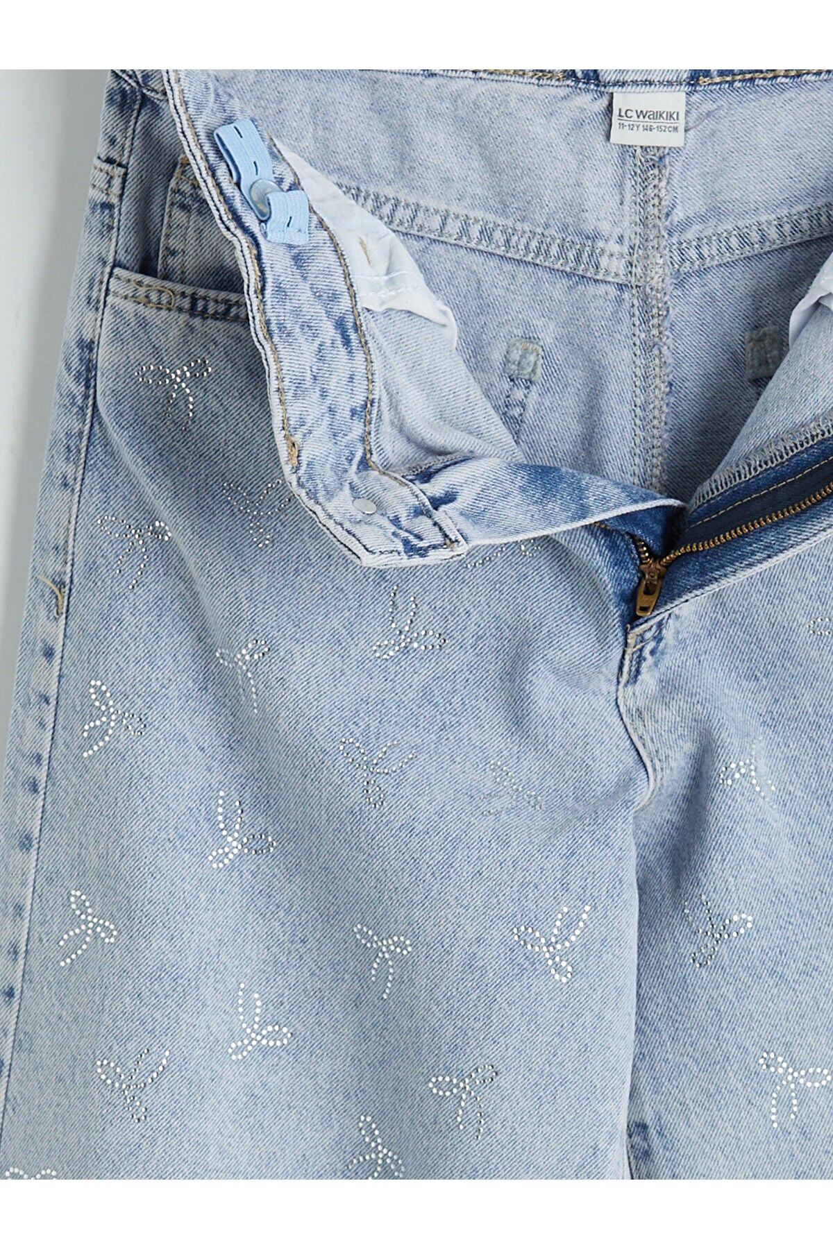 LC Waikiki Kız Çocuk Taşlı Wide Leg Jean Pantolon S6MP14M4 - Açık Mavi