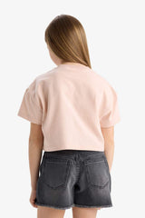 Defacto Çocuk Short Sleeve T-Shirt E0385A8 - Pembe