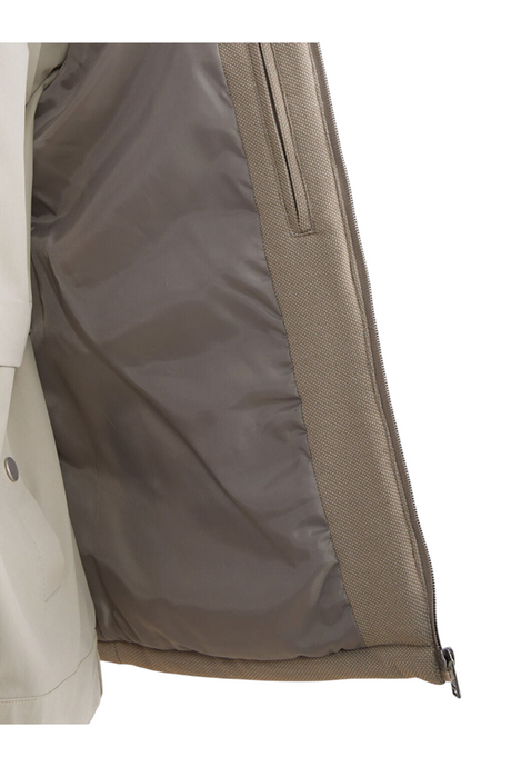 Sporline LC Waikiki gri kahverengi polyester erkek yelek iç astar ve fermuar detayı