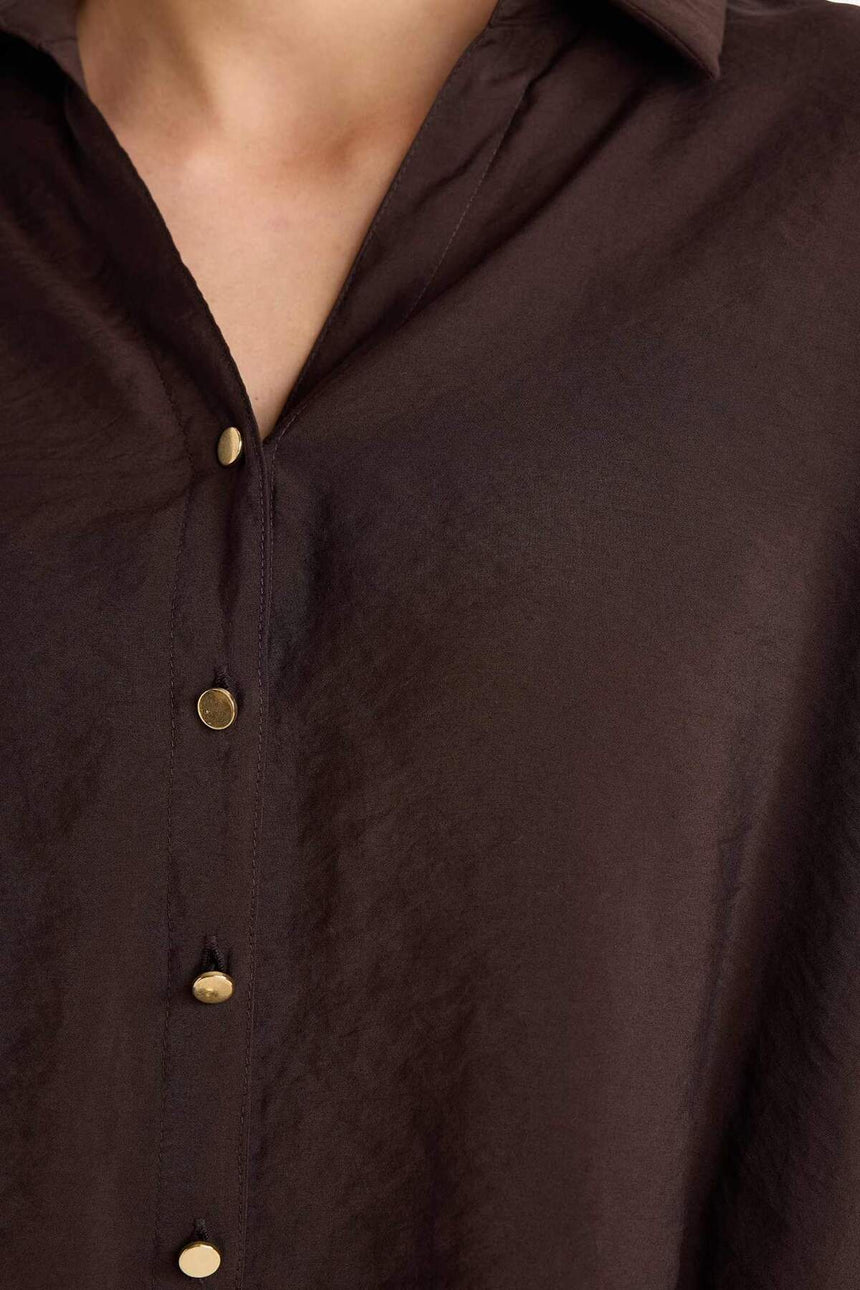Defacto Kadın Long Sleeve Shirt E9007Ax - Kahverengi
