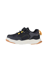 Sporline Vicco siyah tekstil çocuk sneaker, cırt cırtlı tasarım ve sarı detaylı rahat günlük spor ayakkabı