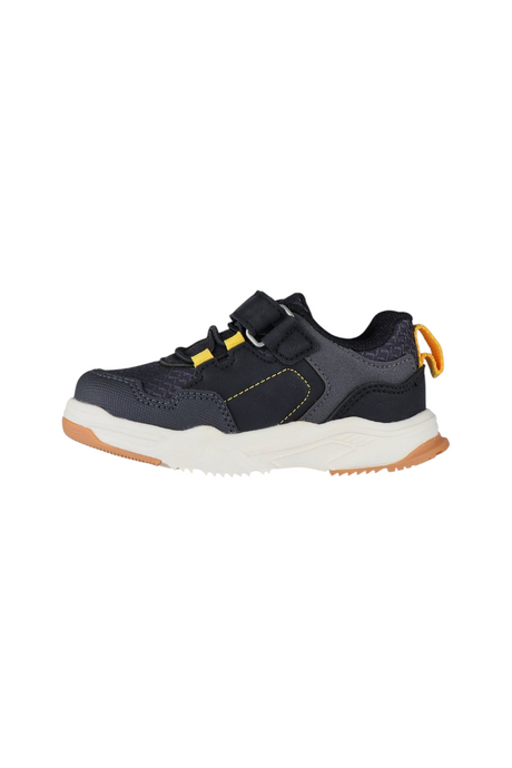 Sporline Vicco siyah tekstil çocuk sneaker, cırt cırtlı tasarım ve sarı detaylı rahat günlük spor ayakkabı