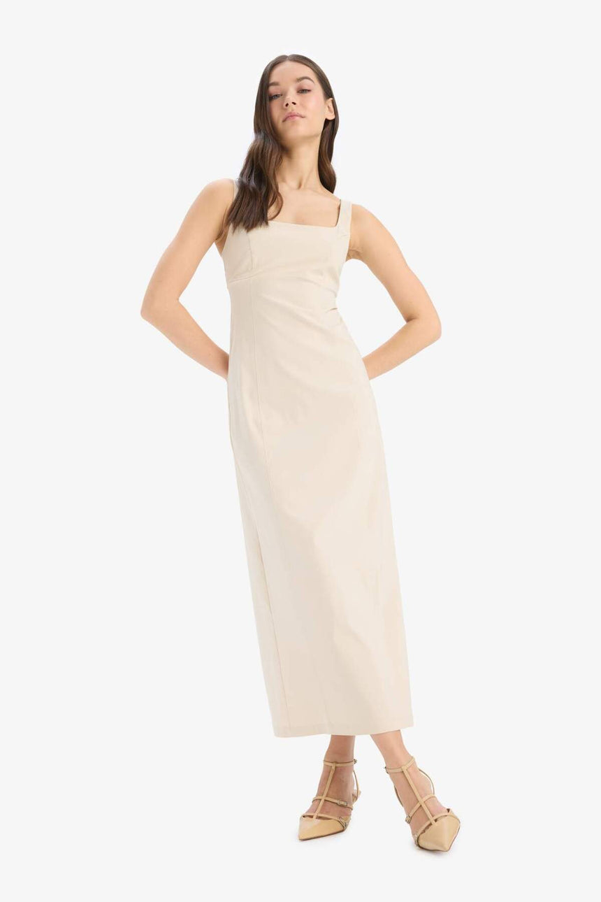 Defacto Kadın Short Sleeve Woven Dress C5027Ax - Kum Beji