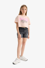 Defacto Çocuk Short Sleeve T-Shirt E0385A8 - Pembe