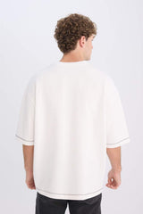 Defacto Erkek T-Shirt C0147Ax - Ekru