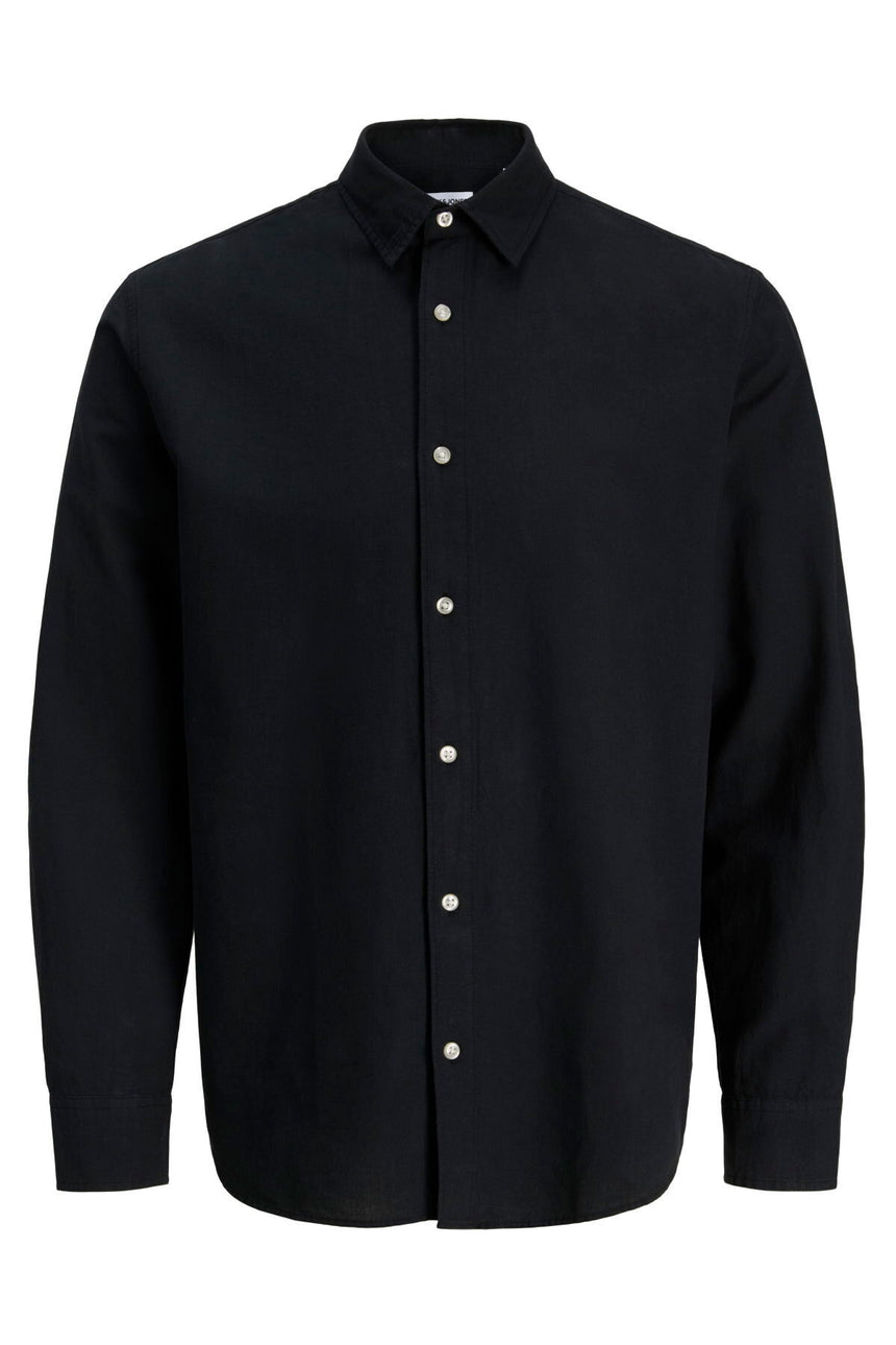 JACK&JONES JJEBREEZE LINEN BLEND SHIRT L/S SN PLS 12288651 - Siyah