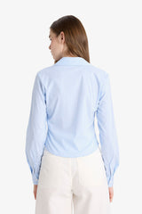 Defacto Kadın Long Sleeve Shirt D4013AX - Mavi