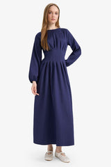 Defacto Kadın Long Sleeve Woven Dress F2728Ax - Koyu Lacivert