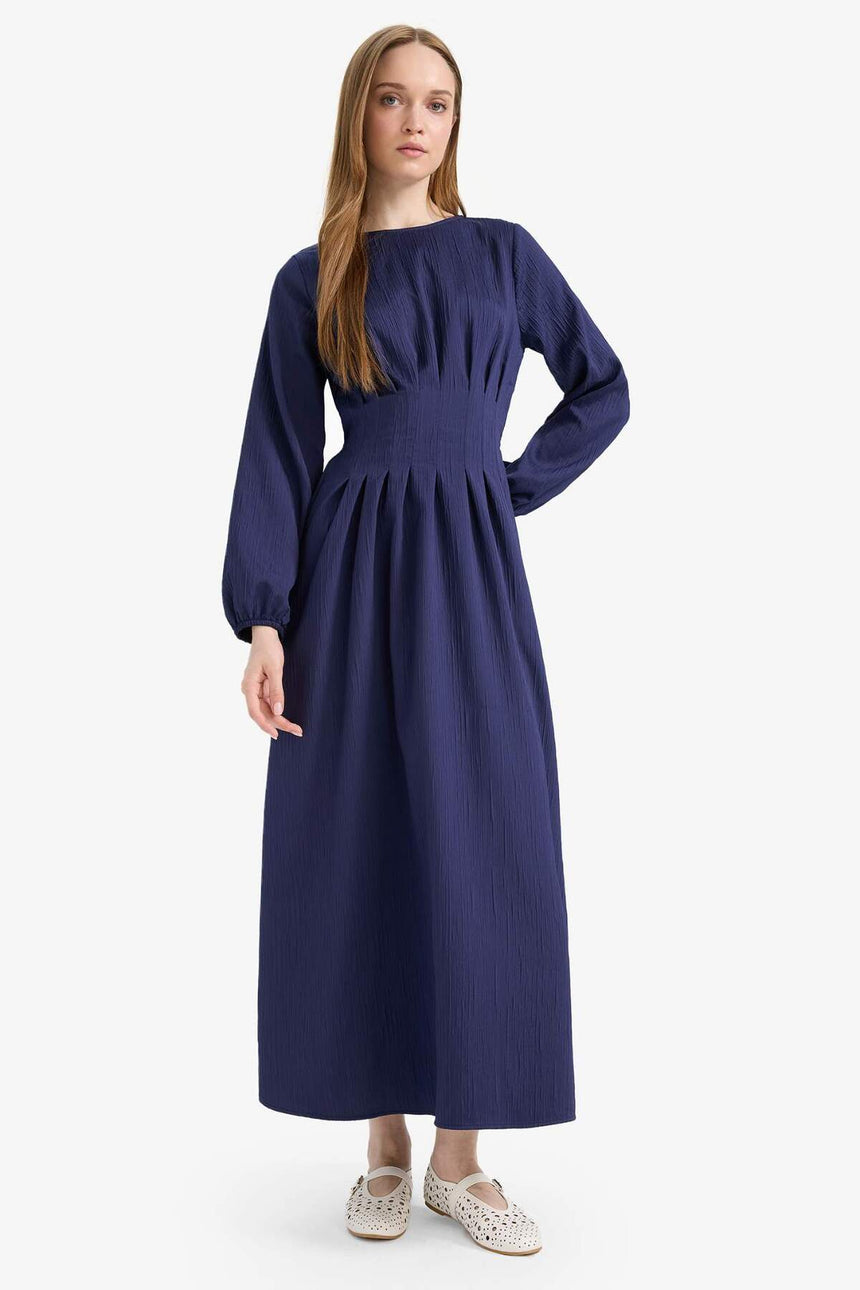 Defacto Kadın Long Sleeve Woven Dress F2728Ax - Koyu Lacivert