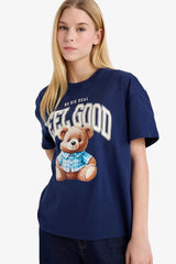 DeFacto G2336AX Kadın T-Shirt - Koyu Lacivert