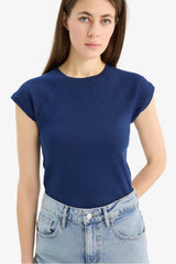 DeFacto C7334AX Kadın T-Shirt - Koyu Lacivert